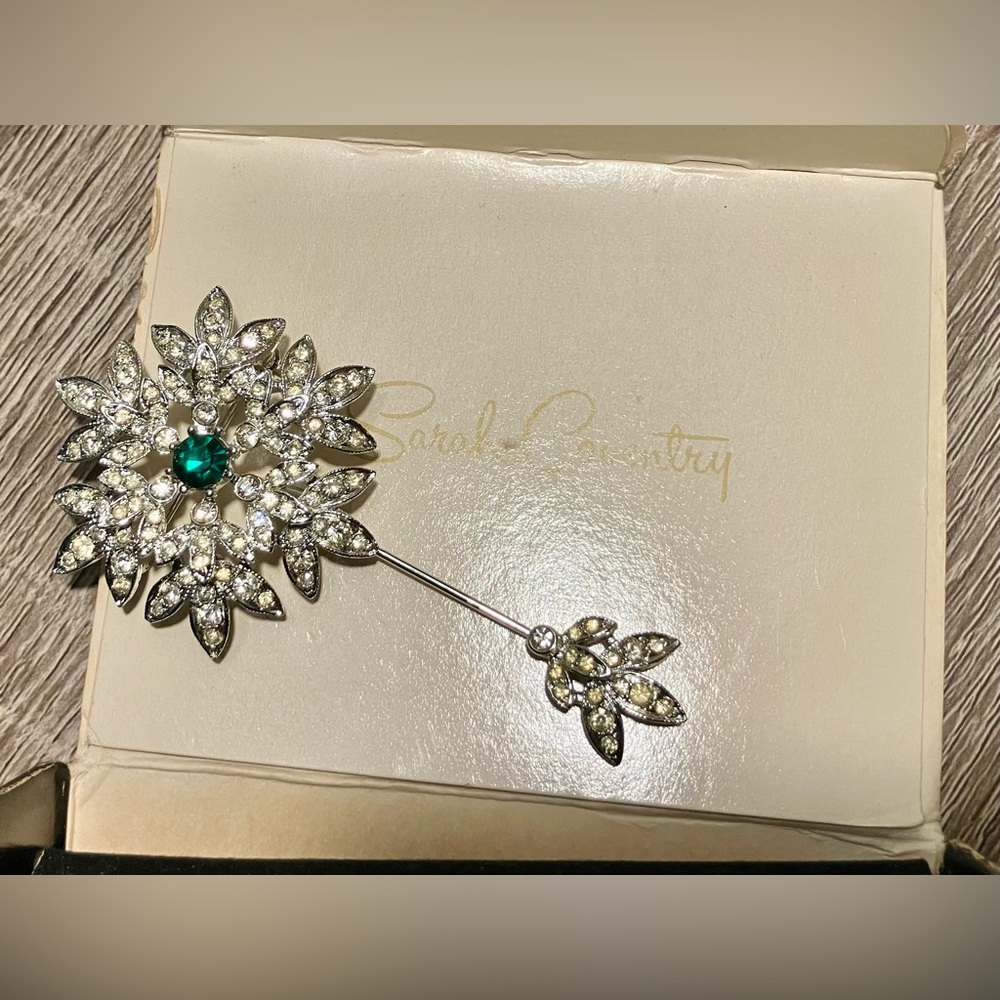 Vintage 1960s Sarah Coventry "Royal Scepter" pave rhinestone stick pin.